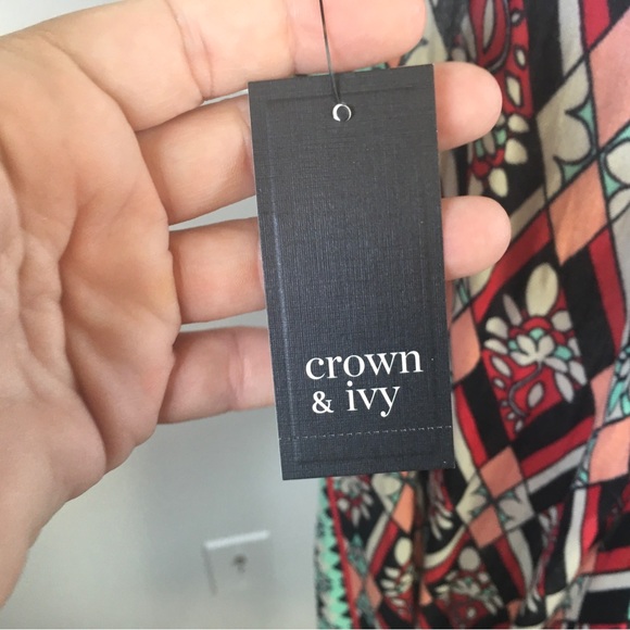 Crown & Ivy 28"x76" Aqua Navy Global Traveler Pom Tassel Obong Scarf Shawl - Picture 5 of 15